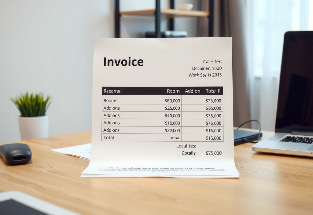 Itemized quote mockup