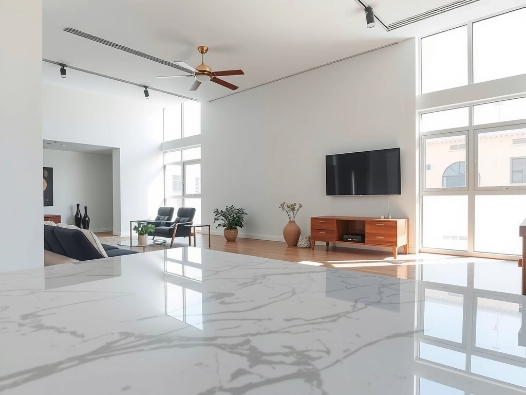 Sunlit minimalist living room in Medellín